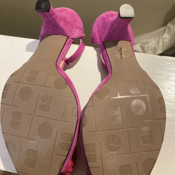 NEW TO BE Fuchsia suede shoe strap small heel carnation Toe Made in Spain Buckle - Picture 8 of 9